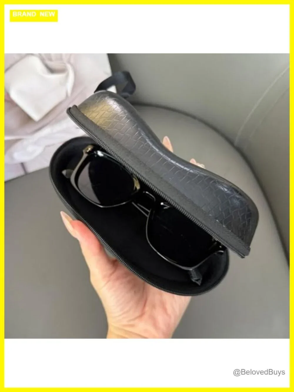 Faux Leather Sunglasses Case Hard Travel Eyeglass Box Zipper Protective